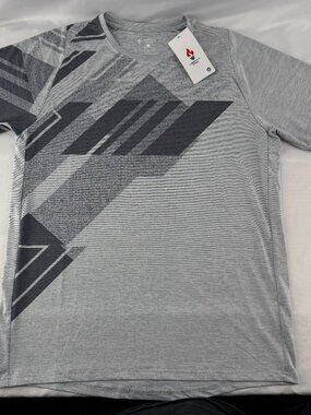 Liberty Pro Men's Gray Geometric Athletic T-Shirt Short Sleeve Size M New